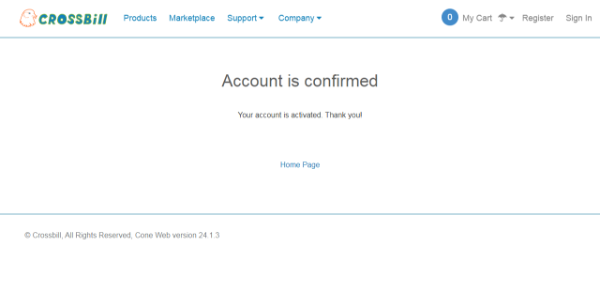 Crossbill. 5.Account is confirmed